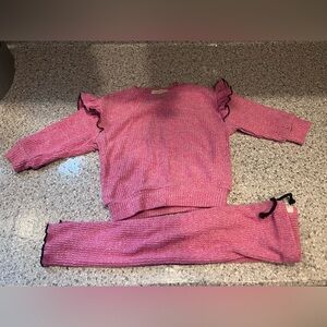 Jessica Simpson Girls Pink Ruffle-Trim Knit Pajama Set